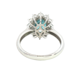 Bold & Elegant 14K White Gold Oval Cut 3.37 Carats Blue Zircon & 0.87 Carats Diamond Halo Ring