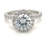 White 14 Karat Gold 2.36 Carats Diamond Halo Semi-Mount Engagement Ring