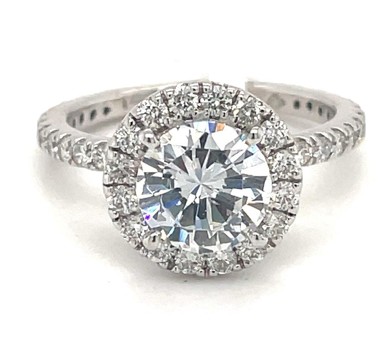 White 14 Karat Gold 2.36 Carats Diamond Halo Semi-Mount Engagement Ring