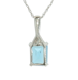 Vibrant Colored Stone Necklaces 14K White Gold 1.85 Carats Blue Topaz & 0.05 Carats Diamond Necklace - 18 Inch