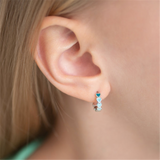 Sterling Silver Heart Cascade 9.0 MM Enamel Hoop Earrings