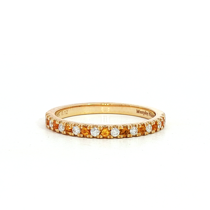 MPJ Exclusive 14K Gold Yellow Stackable November Citrine & Diamond Band -  Citrine 0.12 Carats & Diamonds 0.12 Carats