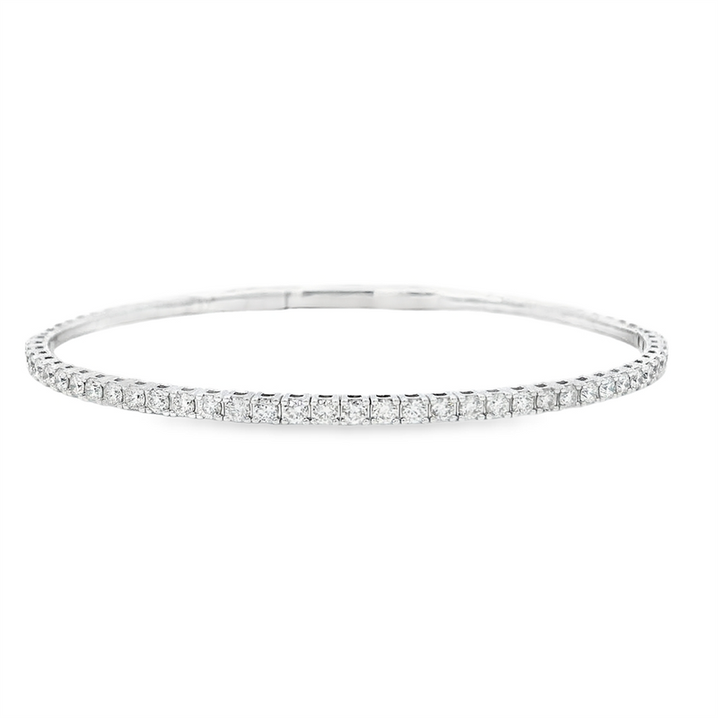 Sophisticated & Timeless Diamond Bracelets 14K Gold White & Titanium Flex Bangle Bracelet - 0.98 CTW, Size 6 Inch