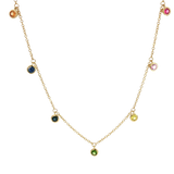 Vibrant Colored Stone Necklaces 14K Yellow Gold 0.40 Carats Multi Colored Sapphire Drop Necklace - 18 Inch