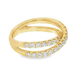 Elegant & Trendy 18K Yellow Gold 1.09 Carats Diamond Criss Cross Ring