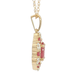 Vibrant Colored Stone Necklaces 14K Yellow Gold 1.10 Carats Ruby & 0.40 Carats Diamond Halo Necklace - 18 Inch