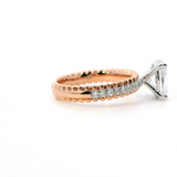 MPJ Exclusive Elegant Diamond Mountings 14K Gold Two-Toned White & Rose Diamond Accented Oval 2.5 Carats Engagement Ring - 0.25 Carats Accent Diamonds