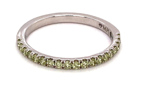 White 14 Karat Gold 0.33 Carats Peridot Stackable Band