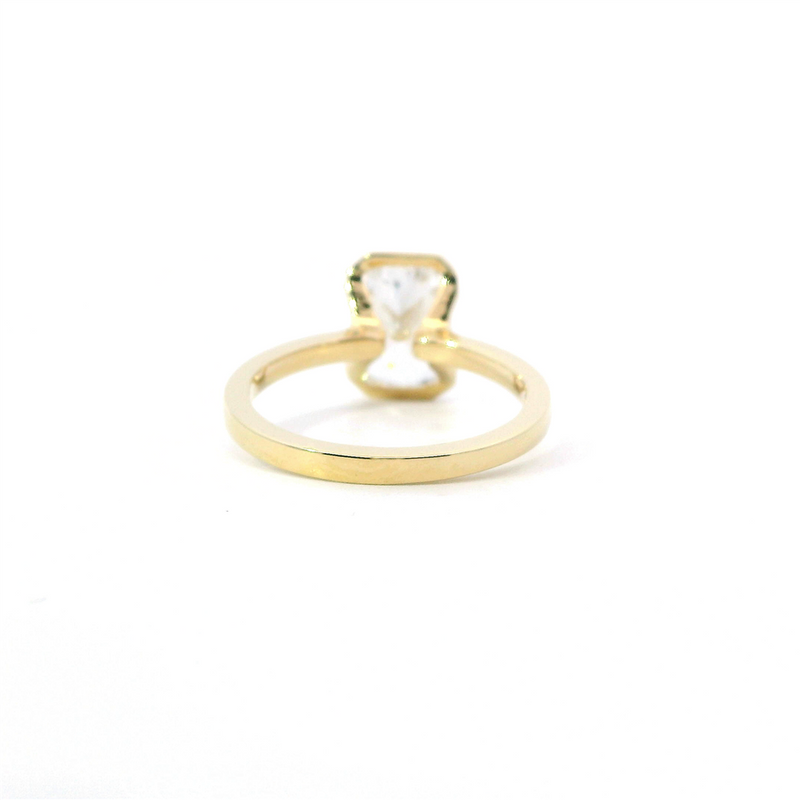 14K Gold Yellow Solitaire Half Bezel Radiant Lab Grown Diamond Engagement Ring - Lab-Grown 3.06 CT Diamond
