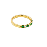 Bold & Elegant 18K Yellow Gold 0.40 Carats Emerald & 0.28 Carats Diamond Stackable Band