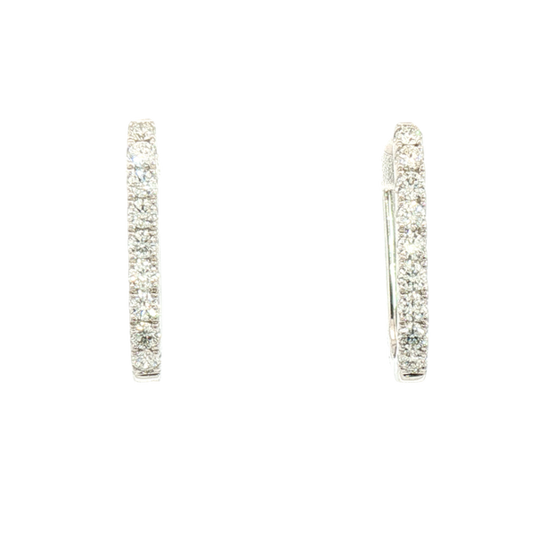 Classic & Contemporary 14K Gold White 0.38 Carats Diamond Medium Hoop Earrings