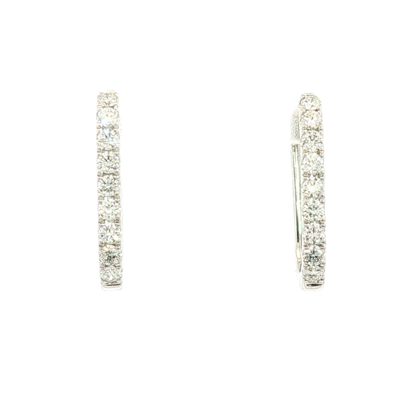 Classic & Contemporary 14K Gold White 0.38 Carats Diamond Medium Hoop Earrings