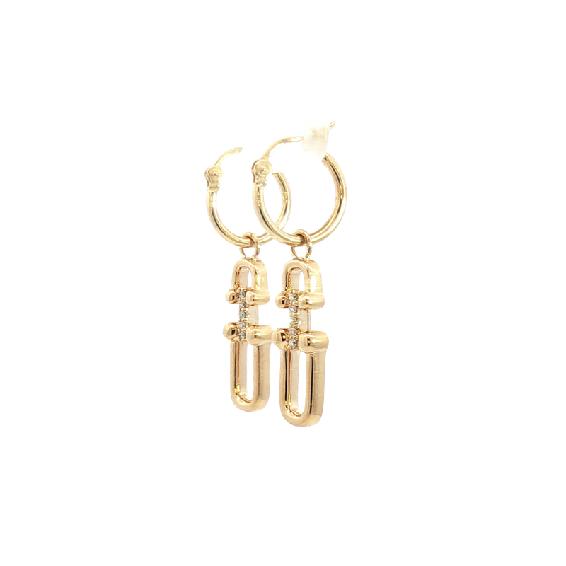 Classic & Contemporary 14K Yellow Gold 0.06 Carats Diamond Dangle Earrings