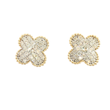 Classic & Contemporary 14K Yellow Gold 0.842 Carats Diamond Quatrefoil Shaped Stud Earrings