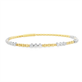 Sophisticated & Timeless Diamond Bracelets 14K Gold & Titanium Two-Toned Yellow & White Diamond Flexible Bangle Bracelet - 0.61 CTW, Size 6.5 Inch
