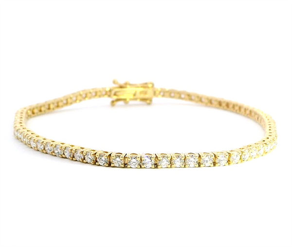 Sophisticated & Timeless Diamond Bracelets 18K Yellow Gold Diamond Tennis Bracelet - 3.06 CTW, Size 7 Inch