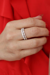 Elegant Diamond Bands 14K Gold White Anniversary 0.65 Carats Diamond Anniversary Band