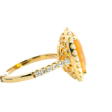 Elegant & Trendy 18K Yellow Gold 3.78 Carats Orange Fire Opal & 0.69 Carats Diamond Halo Ring