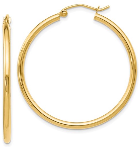 Yellow 14 Karat Gold Medium Hoop Earrings
