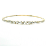 Sophisticated & Timeless Diamond Bracelets 14K Gold Yellow Scatter Shape & Round Diamond Bangle Bracelet - 1.36 CTW, Size 6.75 Inch