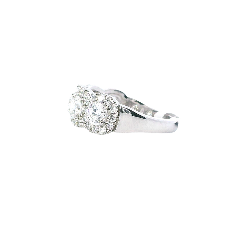 Elegant & Trendy 18K White Gold 2.06 Carats Diamond Halo Band