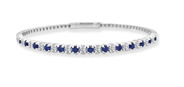 White 14 Karat Gold 1.16 Carats Diamond & Sapphire Bangle Bracelet