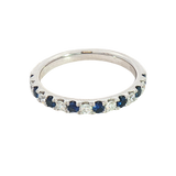 Bold & Elegant 14K White Gold 0.48 Carats Blue Sapphire & 0.24 Carats Diamond Stackable Band