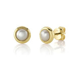 Timeless & Sophisticated Design Yellow 14K Gold Cultured Pearl Stud Earrings