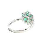 Bold & Elegant 18K Gold White Accented Color Stone Floral Inspired Fashion Ring -  Emeralds 1.02 Carats & Diamonds 0.59 Carats