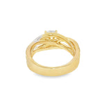 Elegant Diamond Mountings 14K Yellow Gold Round Cut Cubic Zirconium & 0.84 Carats Diamond Engagement Ring