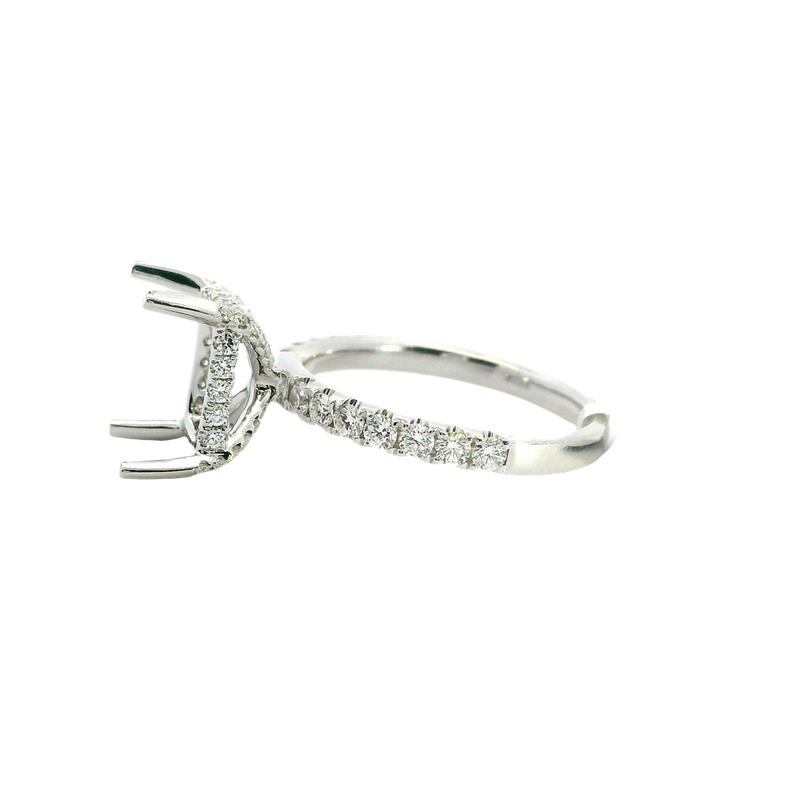 Elegant Diamond Mountings 18K White Gold Rectangular 10x8mm Semi Mount Engagement Ring - 0.67 Carats Diamond