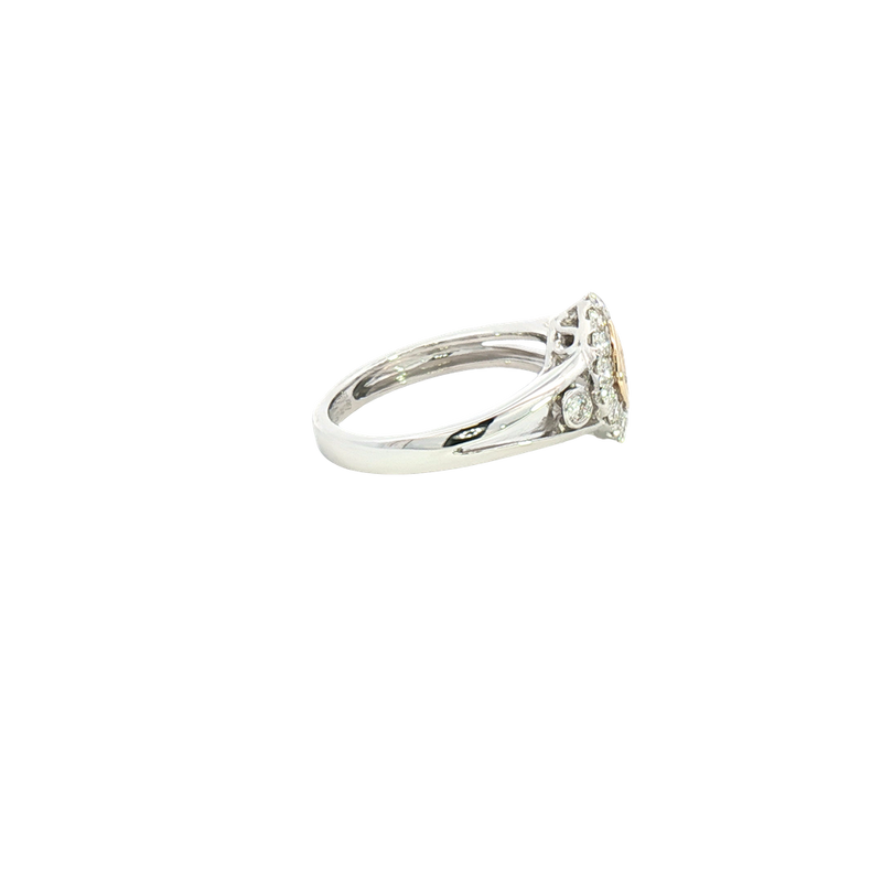 Elegant & Trendy 14K White & Yelow Gold 0.61 Carats Diamond Halo Ring