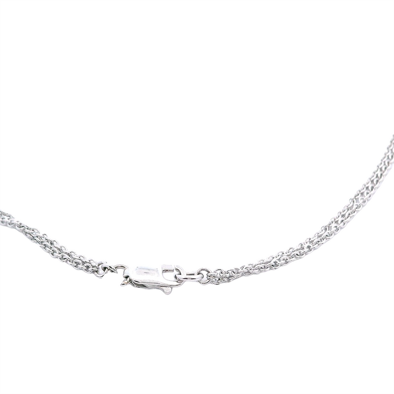 Vibrant Colored Stone Necklaces 18K Gold White 0.90 Carats Sapphire & 0.31 Carats Diamond Halo Necklace, 18 Inch
