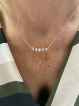 White 14 Karat Gold 0.49 Carats Multi-Cut Diamond Bar Necklace