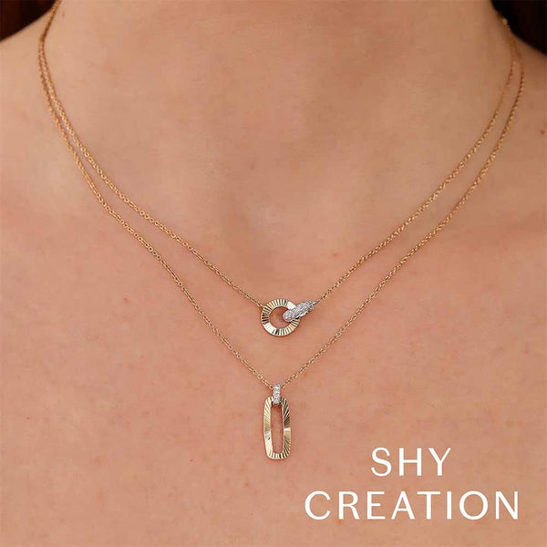 Elegant Diamond Necklaces 14K Two-Toned 0.07 Carats Diamond Pendant Necklace - 18 Inch