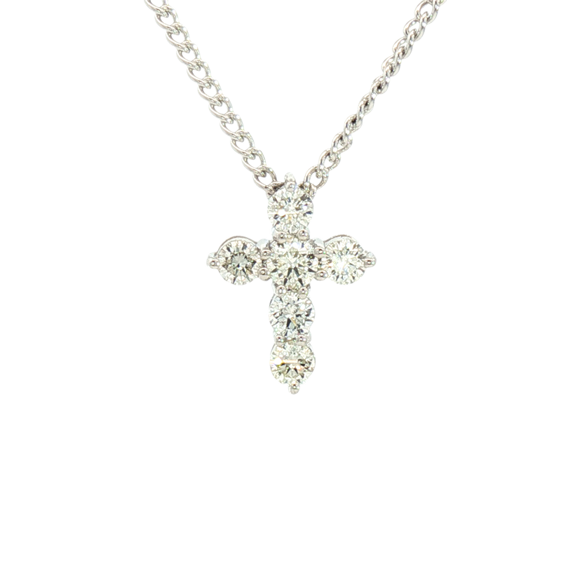 Elegant Diamond Necklaces & Pendants 14K White Gold White 0.46 Carats Diamond Cross Pendant