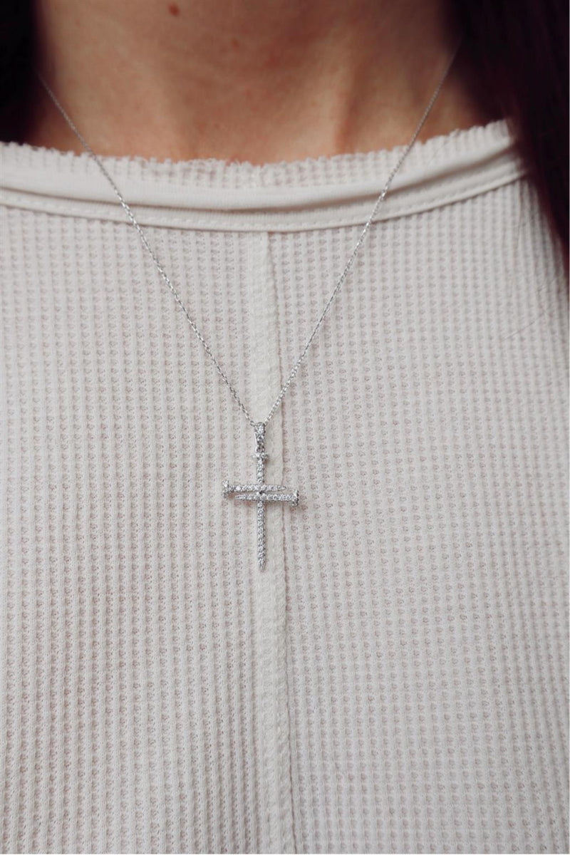 Elegant Diamond Necklaces & Pendants 18K Gold White 0.39 Carats Diamond Nail Cross Pendant