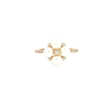 Elegant Pearl Rings Classic & Timeless Designs - 10K Yellow Gold Cultured Pearls & 0.15 Carats Diamond Ring