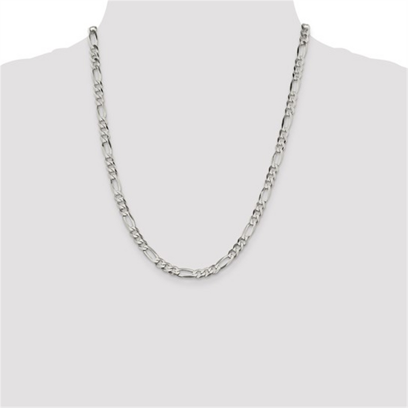 White Sterling Silver Figaro Chain, 22 Inch