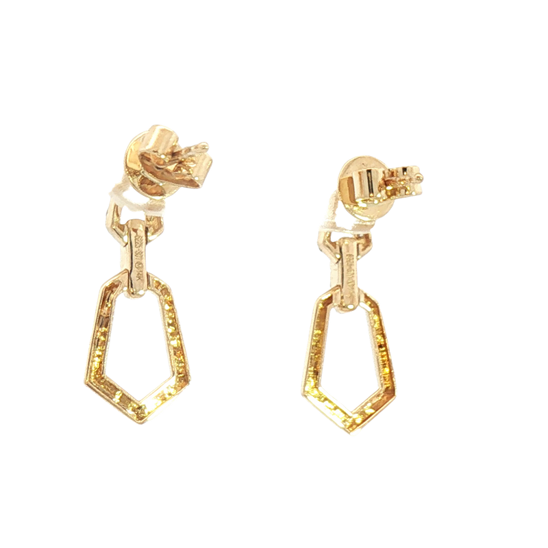 Classic & Contemporary 14K Gold Two-Toned 0.12 Carats Diamond Dangle Earrings