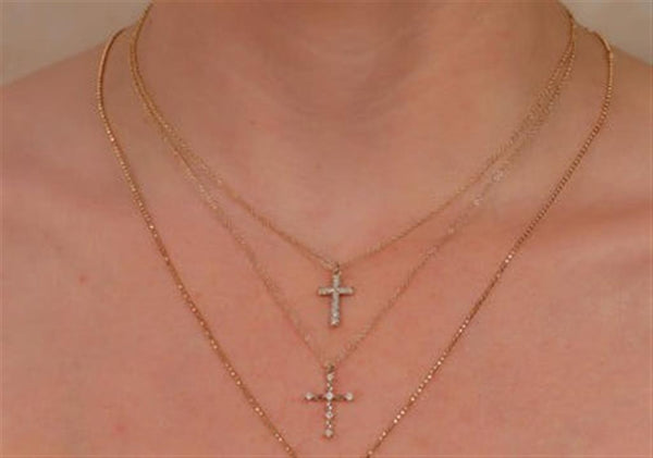 Elegant Diamond Necklaces 14K Gold Yellow 0.12 Carats Diamonds Drop Pendant Necklace - 18 Inch