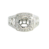 Elegant Diamond Mountings 18K White Gold 1.50 Carats Round Diamond Halo Semi Mount Ring - 1.32 Carats Diamond Weight