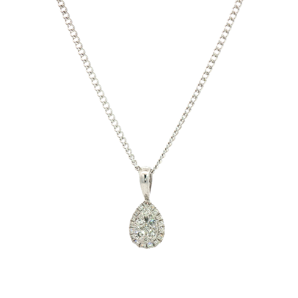 Elegant Diamond Necklaces & Pendants 18K Gold White 0.38 Carats Diamond Halo Pendant