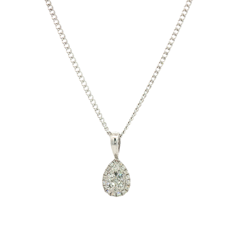 Elegant Diamond Necklaces & Pendants 18K Gold White 0.38 Carats Diamond Halo Pendant