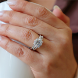 Elegant Diamond Mountings Platinum Diamond Accented Round 3.0 Carats, 9.0 MM Engagement Ring - 0.37 Carats Accent Diamonds