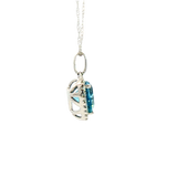 Vibrant Colored Stone Necklaces 14K White Gold Heart Shaped 1.55 Carats Blue Aquamarine & 0.14 Carats Diamond Halo Necklace, 18 Inch