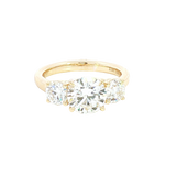 14K Yellow Gold Three Stone 3.06 Carats Lab Grown Diamond Ring