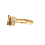 Bold & Elegant 18K Yellow Gold Emerald Cut 1.62 Carats Yellow Beryl & 0.17 Carats Diamond Ring