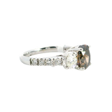 Elegant & Trendy 18K White Gold 1.78 Carats Cognac Diamond & 0.97 Carats Round & Oval Diamond Ring