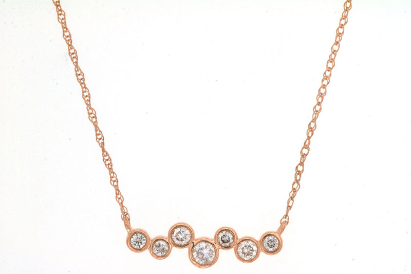 Rosé 14 Karat Gold 0.20 Carats Diamond Bar Necklace